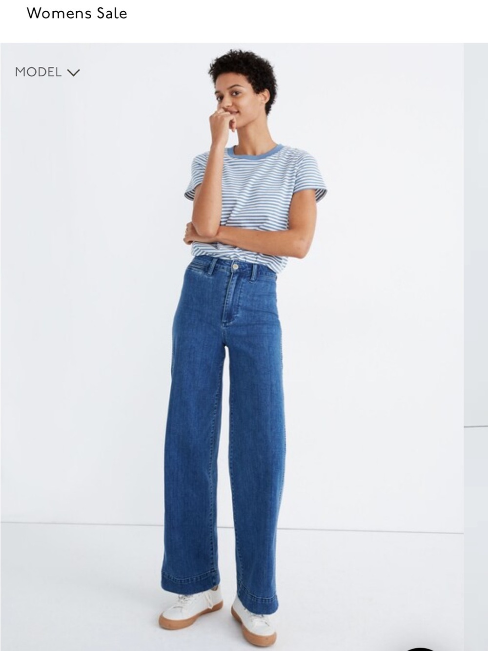 Slim Emmett Full Length High Rise Wide  Leg Jeans in Midland Wash.